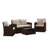 Flash Furniture 4 Piece Brown Patio Set with Beige Back Pillows JJ-S351-BNBG-GG